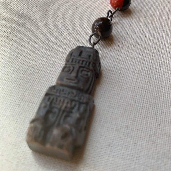 Vintage Aztec Mayan Tiki Idol Seed Link Pullover Necklace - Picture 4 of 9